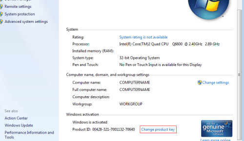 Windows 7 Serial Key 32 Bit